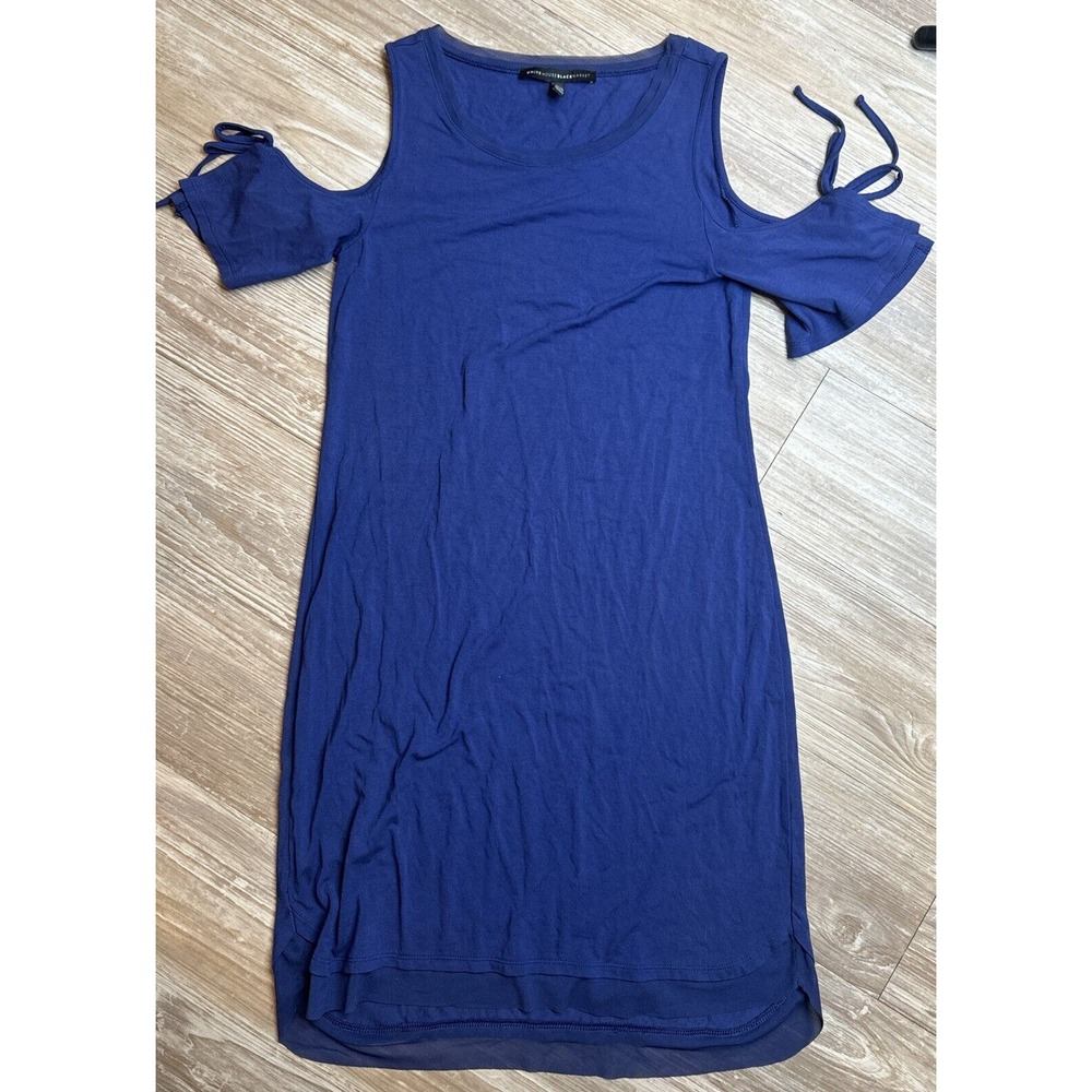 White House Black Market Women's Dress Size Small Blue‎ Cold Shoulder Shift